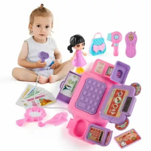 Caisse enregistreuse enfant – Jeu éducatif en bois pour apprendre à compter et jouer à la marchande