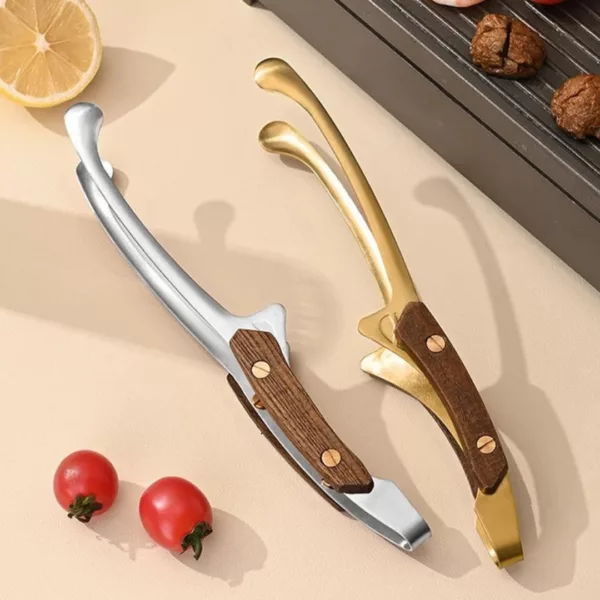 Pince barbecue inox manche bois – Image 5