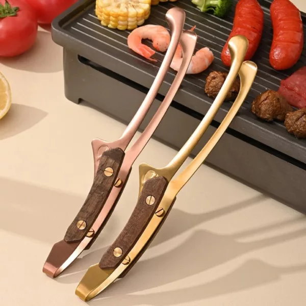 Pince barbecue inox manche bois – Image 4