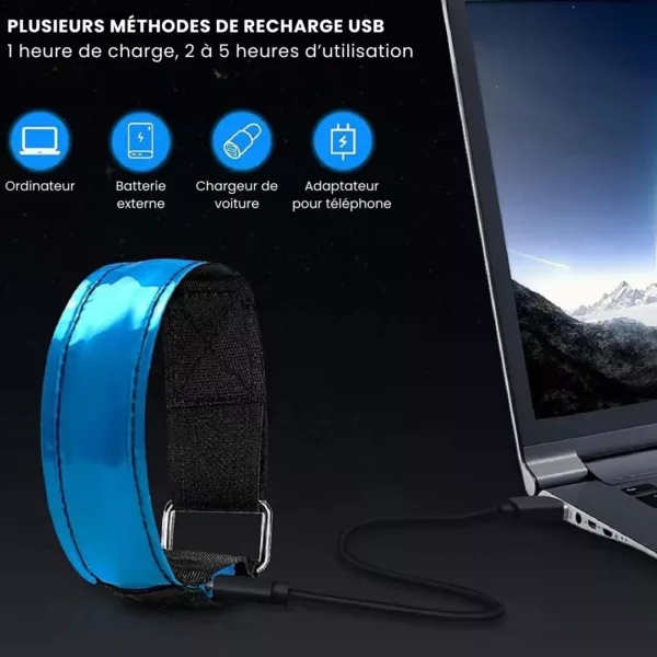 Brassard lampe sécurité randonnée – visibilité maximale de nuit – idéal running, vélo et trail – Image 3
