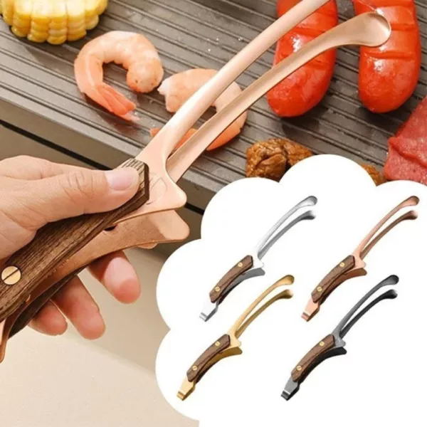 Pince barbecue inox manche bois – Image 2