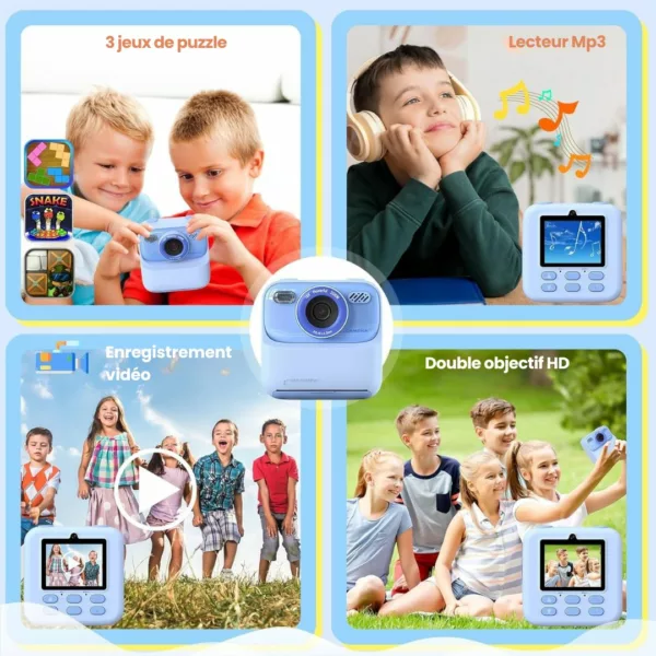 appareil photo instantané enfant​ impression – Cadeau créatif pour enfants – Photos instantanées amusantes à imprimer