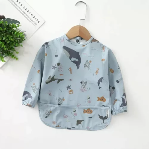 Bavoir manche longue bébé – Protection anti-taches & manches étanches pour repas sans stress