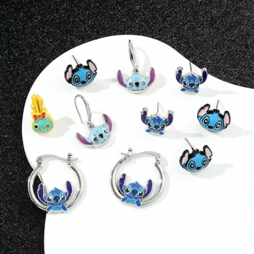 Boucle d'oreille enfant Stitch – Bijou sécurisé et hypoallergénique pour filles – Confort et style au quotidien