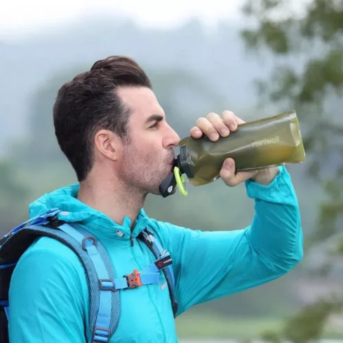 Bouteille d'eau pliable avec filtre – Hydratation pure partout – Écologique, légère et compacte pour le sport ou le voyage