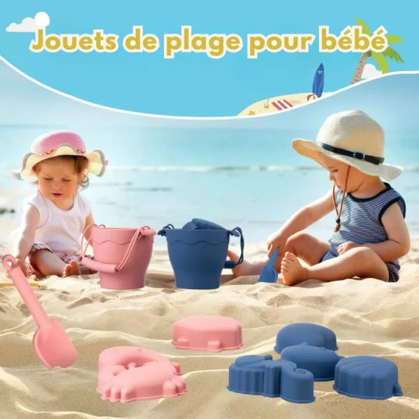 Ensemble jouets de plage en silicone – Résistants, souples et sans danger pour des heures de jeu au sable