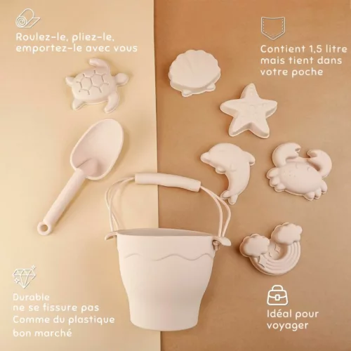 Ensemble jouets de plage en silicone – Résistants, souples et sans danger pour des heures de jeu au sable