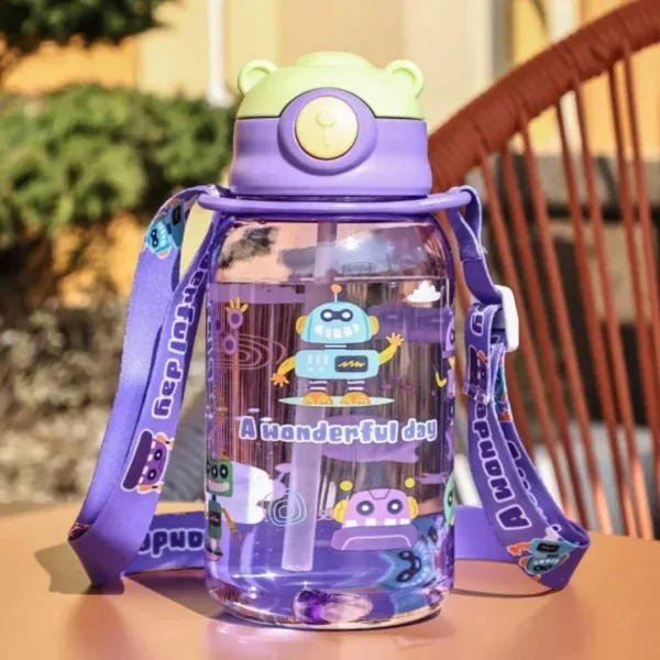 Gourde avec paille pour enfant – Étanche, légère et fun pour l’école ou les sorties – Sans BPA