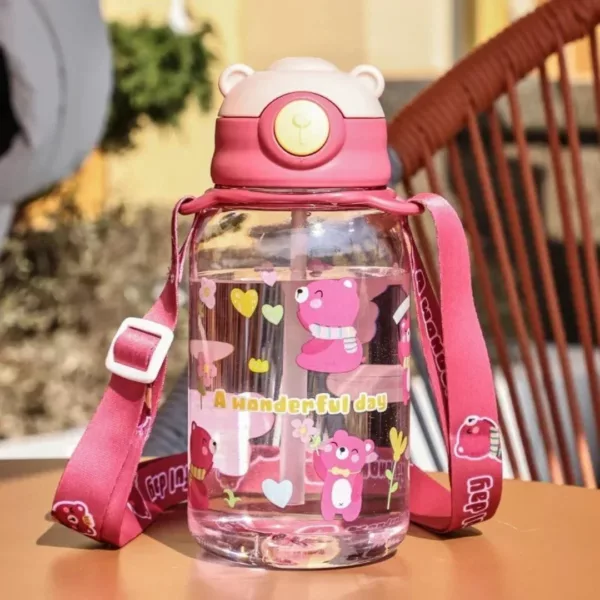 Gourde avec paille pour enfant – Étanche, légère et fun pour l’école ou les sorties – Sans BPA