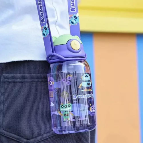 Gourde avec paille pour enfant – Étanche, légère et fun pour l’école ou les sorties – Sans BPA