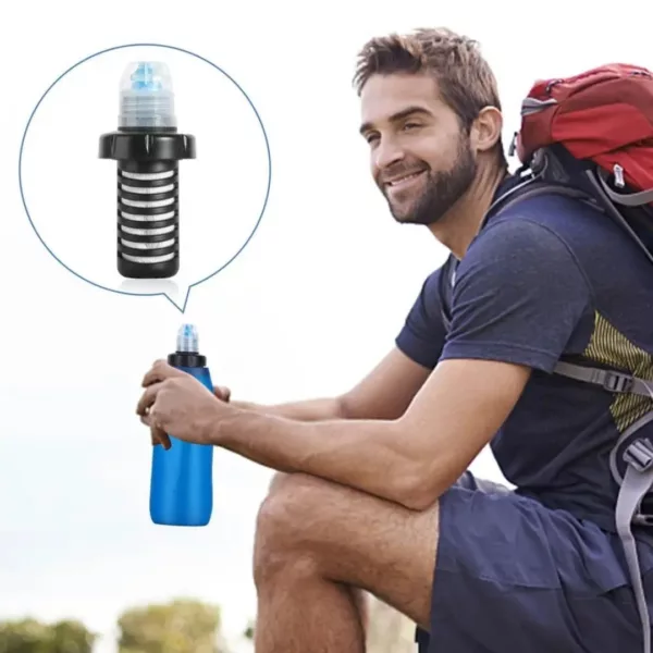 Gourde filtrante eau potable – Boire sain partout, filtre intégré anti-bactéries – Idéale voyage & randonnée