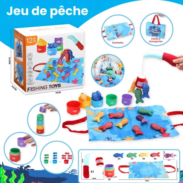 Jeu de pêche pour tout-petits – Éveil Montessori ludique et sensoriel dès 18 mois – Coordination et motricité fine