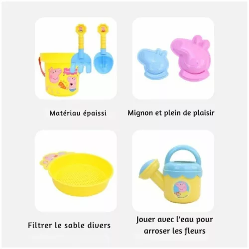 Jouets de plage Peppa pig – Set coloré 8 pièces pour jeux d'été amusants à la mer ou au bac à sable