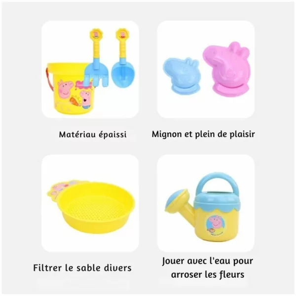 Jouets de plage Peppa pig – Set coloré 8 pièces pour jeux d'été amusants à la mer ou au bac à sable