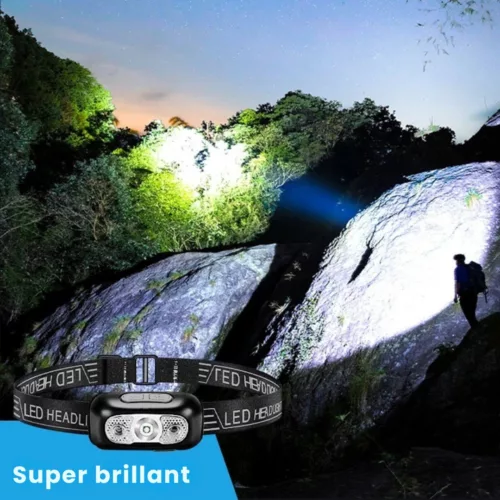 Lampe frontale pour camping – Éclairage LED ultra puissant mains libres – Idéale randonnée, bivouac, sorties nocturnes