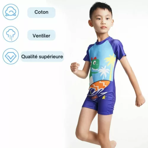 Maillot de bain 1 pièce à manches courtes – Affine la silhouette, protège du soleil, idéal nage sportive et look élégant
