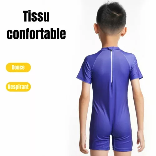 Maillot de bain 1 pièce à manches courtes – Affine la silhouette, protège du soleil, idéal nage sportive et look élégant