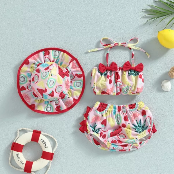 Maillot de bain 3 pièces imprimé fruits – Look estival tendance et silhouette sublimée pour la plage