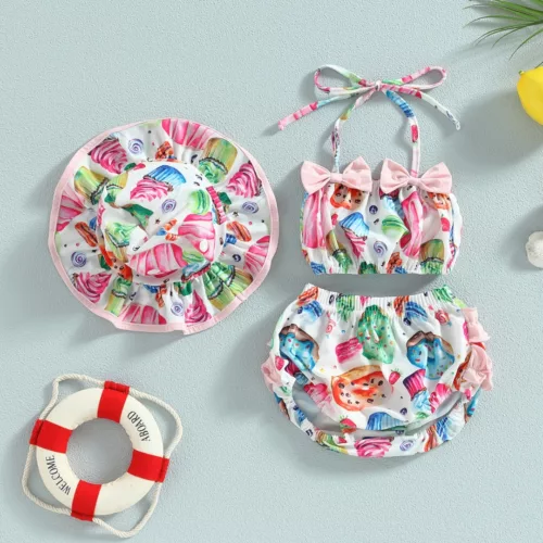 Maillot de bain 3 pièces imprimé fruits – Look estival tendance et silhouette sublimée pour la plage