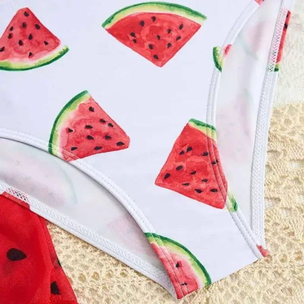 Maillot de bain 3 pièces pastèque – Look estival tendance, silhouette sublimée, parfait pour plage et piscine