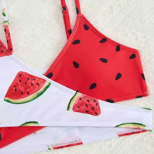 Maillot de bain 3 pièces pastèque – Look estival tendance, silhouette sublimée, parfait pour plage et piscine