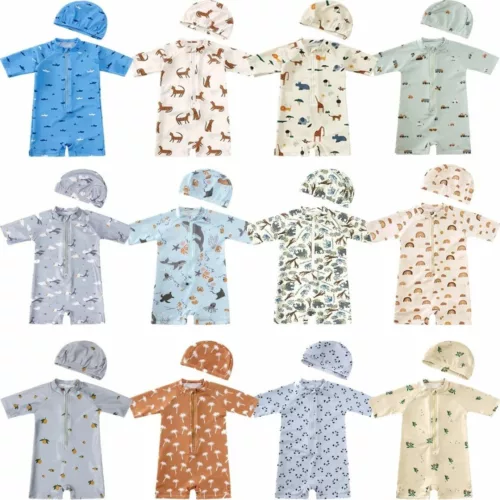 Maillot de bain anti uv avec chapeau – Protection solaire optimale pour enfants – Idéal plage & piscine