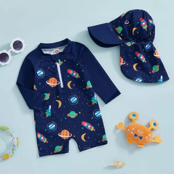 Maillot de bain anti uv bébé garçon – Protection solaire maximale UPF50+ pour peau sensible – Confort & sécurité à la plage