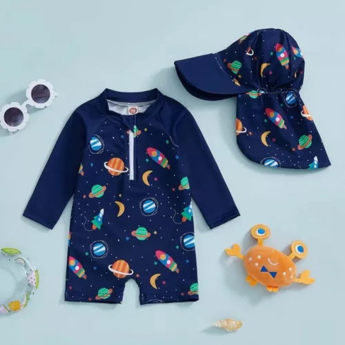 Maillot de bain anti uv bébé garçon – Protection solaire maximale UPF50+ pour peau sensible – Confort & sécurité à la plage
