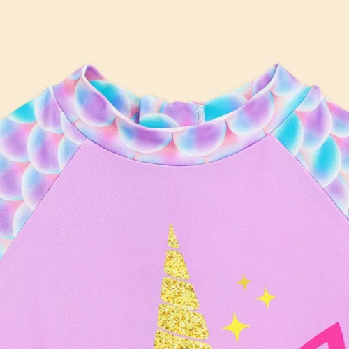 Maillot de bain licorne à manches longues – Protection UV 50+, look féerique et confort pour enfants à la plage