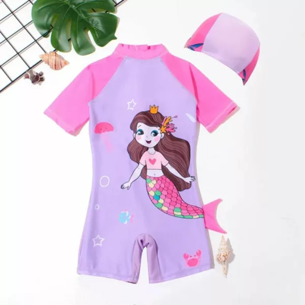 Maillot de bain sirène avec chapeau – Ensemble adorable pour petite fille – Été magique et protection solaire assurée