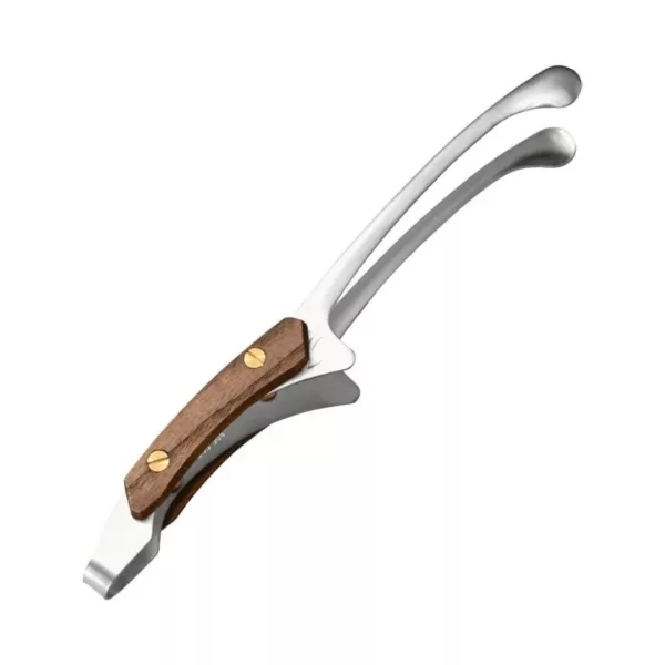 Pince barbecue inox manche bois – Prise ferme et précise pour grillades parfaites – Résistante et élégante