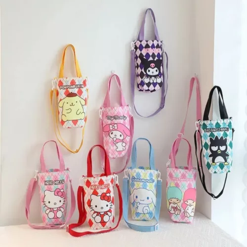 Pochette pour gourde enfant – Transport facile et propre à l’école ou en sortie – Tissu lavable et motifs ludiques
