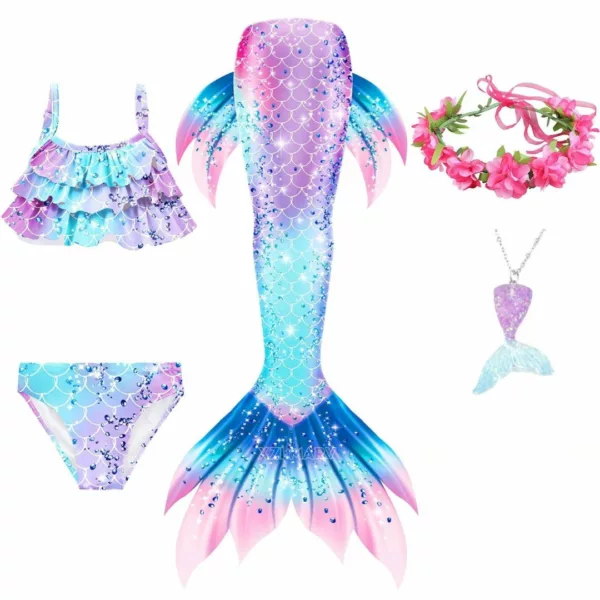 Queue de sirene enfant – Nage magique comme une vraie sirène – Idéal piscine & vacances – Confort sûr et fun garantis