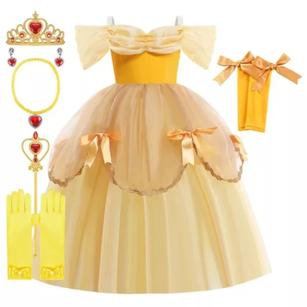 Robe La Belle et la Bête – Déguisement féerique princesse Disney pour fille – Idéal anniversaire et carnaval
