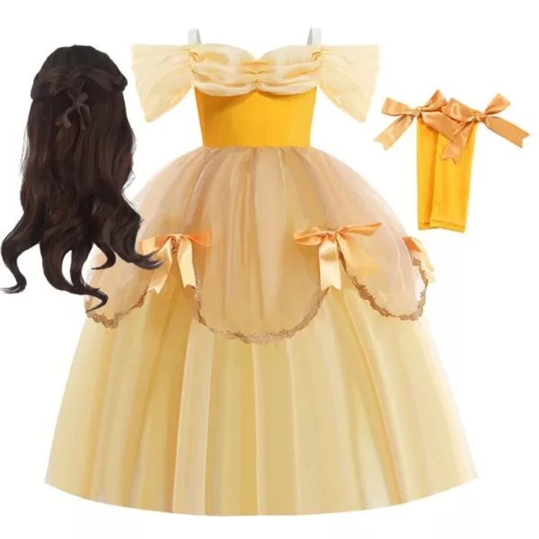 Robe La Belle et la Bête – Déguisement féerique princesse Disney pour fille – Idéal anniversaire et carnaval