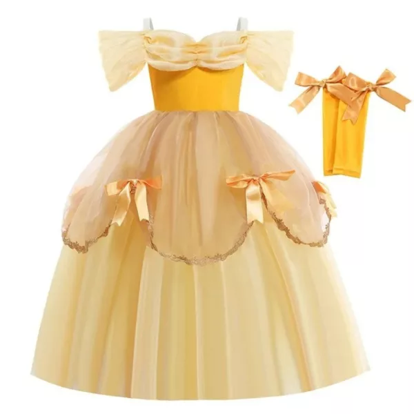 Robe La Belle et la Bête – Déguisement féerique princesse Disney pour fille – Idéal anniversaire et carnaval