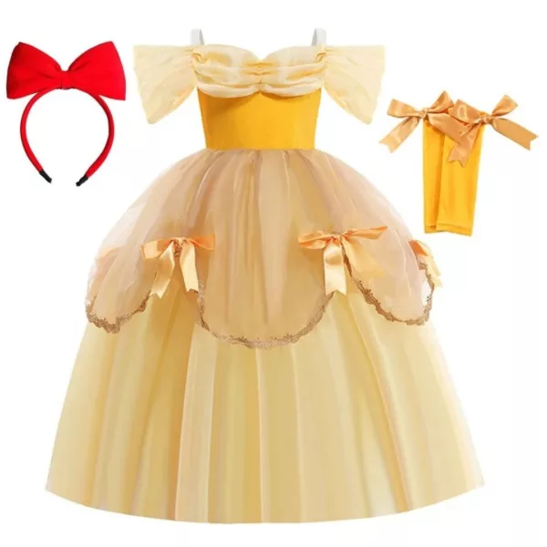 Robe La Belle et la Bête – Déguisement féerique princesse Disney pour fille – Idéal anniversaire et carnaval