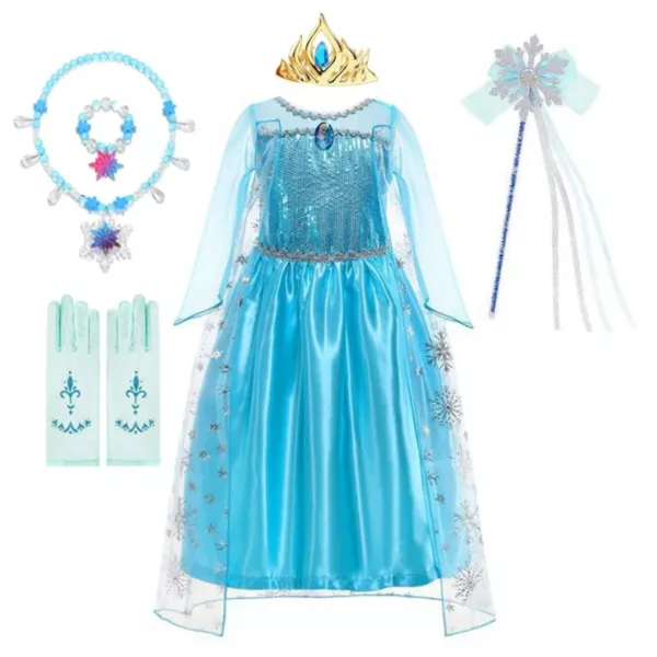 Robe La Reine des Neiges – Costume magique pour fille – Déguisement féerique Elsa – Cadeau idéal princesse