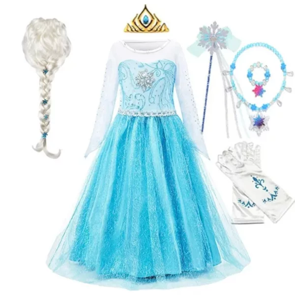 Robe La Reine des Neiges – Costume magique pour fille – Déguisement féerique Elsa – Cadeau idéal princesse
