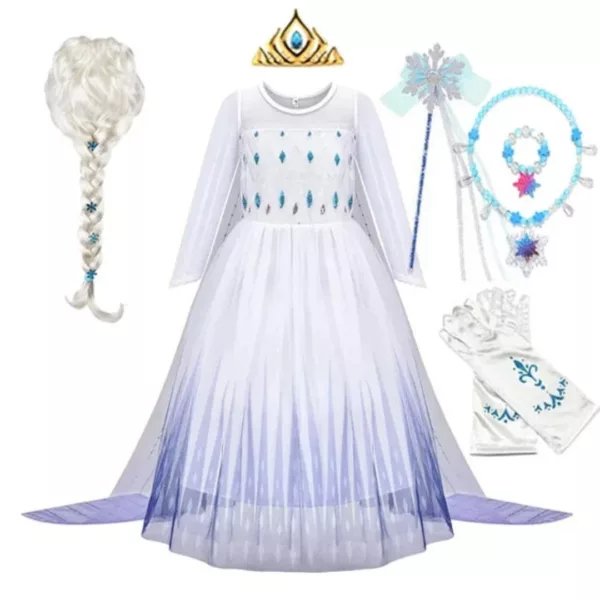 Robe La Reine des Neiges – Costume magique pour fille – Déguisement féerique Elsa – Cadeau idéal princesse