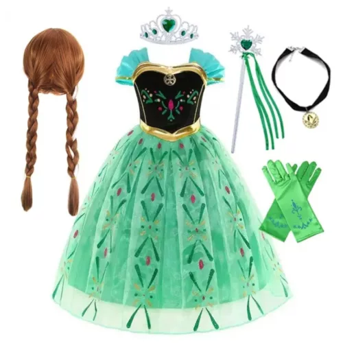 Robe La Reine des Neiges – Costume magique pour fille – Déguisement féerique Elsa – Cadeau idéal princesse