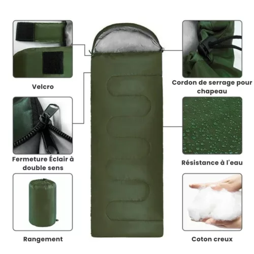 Sac de couchage ultra compact été – léger et respirant pour les nuits chaudes en bivouac – facile à transporter