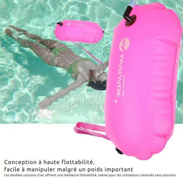 Sac de natation gonflable – Flotteur étanche 2-en-1 pour sécurité et rangement en eau libre