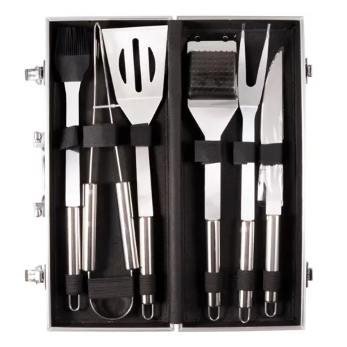 Set ustensiles barbecue avec mallette – Kit complet en acier inoxydable pour grillades parfaites en extérieur