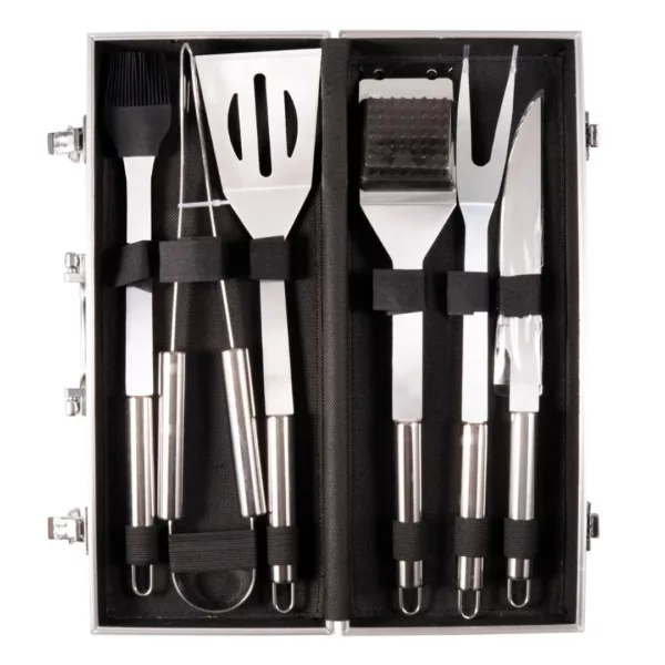 Set ustensiles barbecue avec mallette – Kit complet en acier inoxydable pour grillades parfaites en extérieur