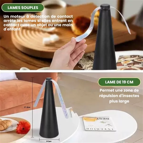 Ventilateur anti mouche – Repousse naturellement les insectes – Parfait pour repas en extérieur sans nuisibles