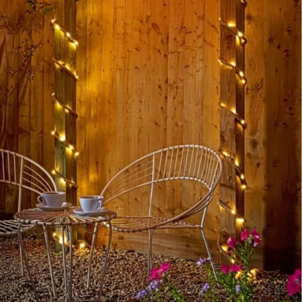 Guirlande solaire extérieure en fibres naturelles – Ambiance bohème éco-friendly pour jardins et terrasses – Image 3