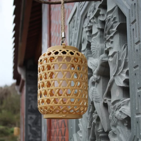 Lampe solaire extérieur en bambou – Image 3
