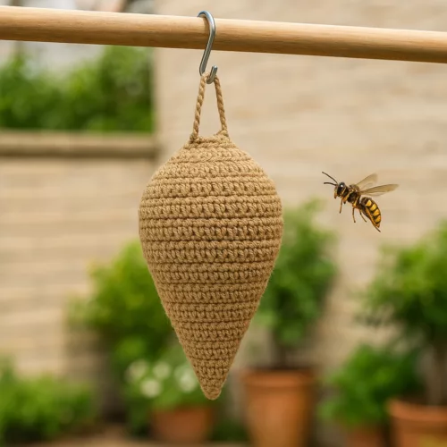 Piège à guêpes extérieur avec crochet – Éloigne efficacement les insectes pour des repas en plein air paisibles