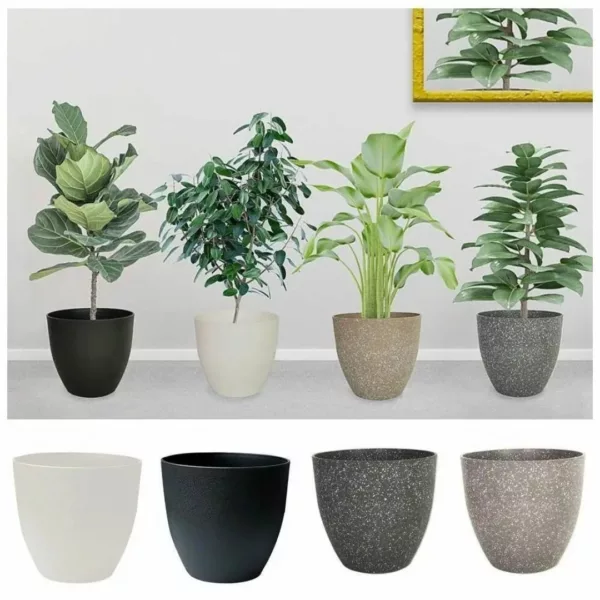 Pot de fleurs extérieur effet pierre léger – Image 2